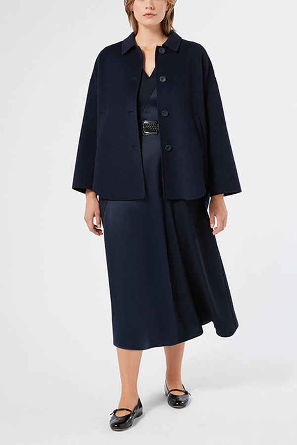 MONICA BLUE WOOL BLEND DOUBLE-SIDED FABRIC JACKET