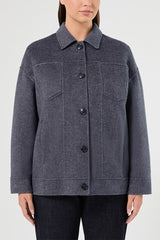LIRA WHITE WOOL BLEND DOUBLE-SIDED FABRIC JACKET