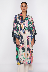 KIMONI SUZANI LARGE FLORAL PRINT COAT