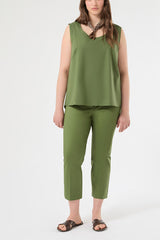 REFOLO OLIVE GREEN COTTON BLOUSE