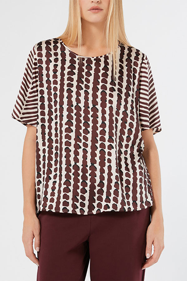 HOLIDAY PRINTED SATIN TOP