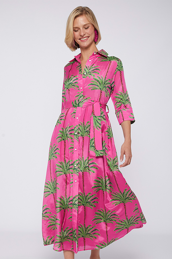 NATALIA PINK PALM TREE DRESS