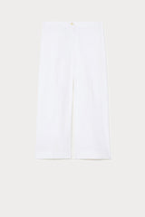 GIRANTE WHITE COTTON GABARDINE CROPPED TROUSERS