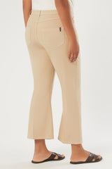 ASTICE BEIGE FLARED COTTON DRILL TROUSERS
