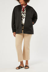 ASTICE BEIGE FLARED COTTON DRILL TROUSERS