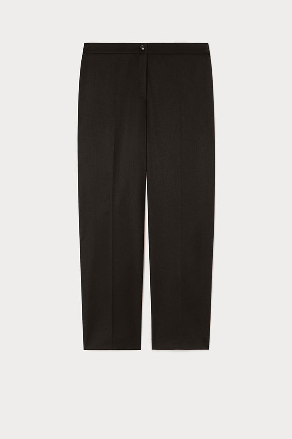 CORONE BLACK SLIM-FIT FLANNEL TROUSERS
