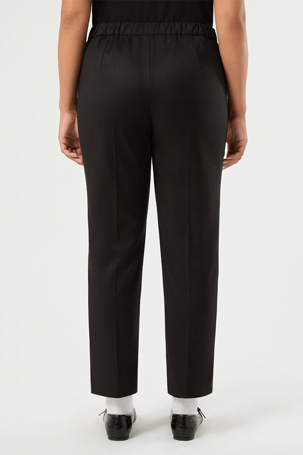 CORONE BLACK SLIM-FIT FLANNEL TROUSERS