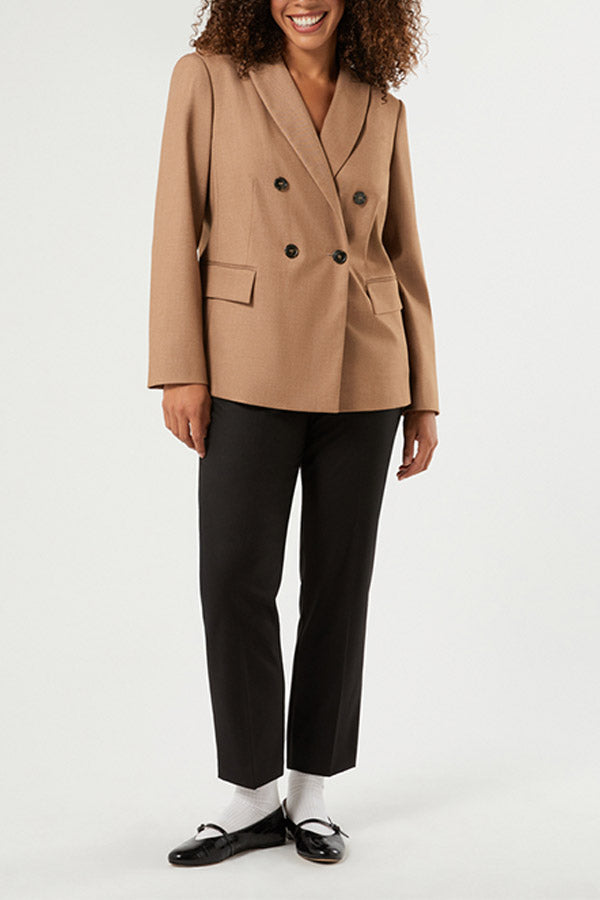 CORONE BLACK SLIM-FIT FLANNEL TROUSERS