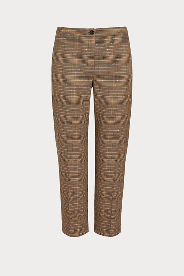 NAVONA BROWN PRINCE OF WALES TROUSERS