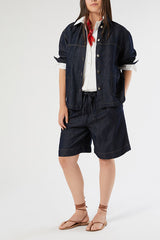 BACO COTTON LINEN PLAIN-WEAVE DENIM BERMUDA SHORTS