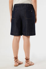 BACO COTTON LINEN PLAIN-WEAVE DENIM BERMUDA SHORTS
