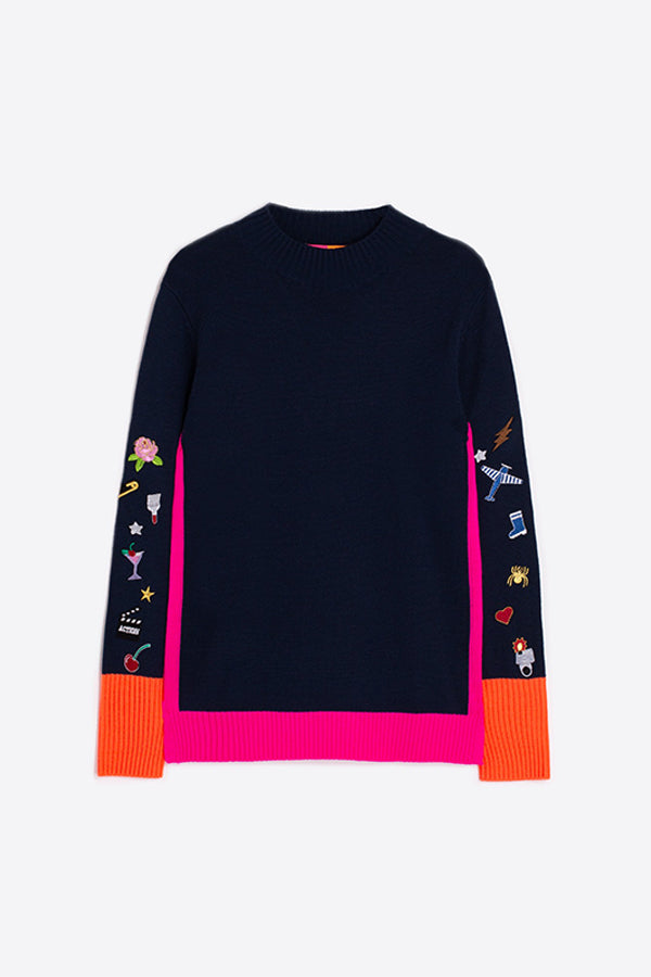 TURTLENECK EMBROIDERY SWEATER