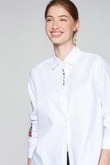 ISABELA EMBROIDERED WHITE STRUCTURE SHIRT