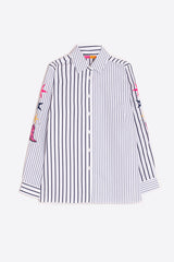 NADINE STRIPED EMBROIDERED BLOUSE