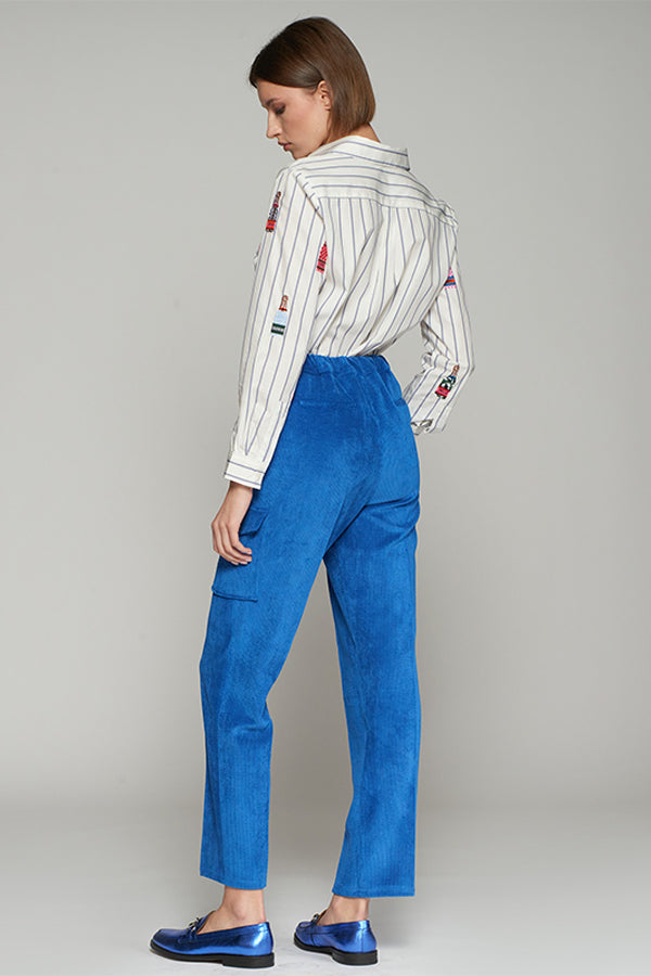 FLAVIA BLUE CORDUROY TROUSERS