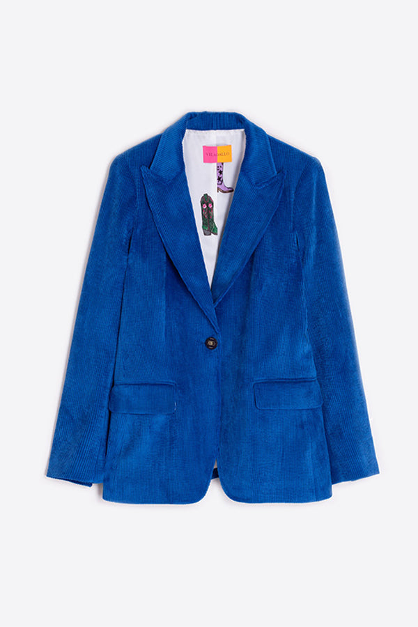 HEATHER BLUE VELVET BLAZER