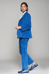 HEATHER BLUE VELVET BLAZER