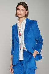 HEATHER BLUE VELVET BLAZER