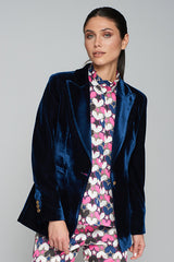 SOPHIA EMBROIDERED BLUE VELVET JACKET