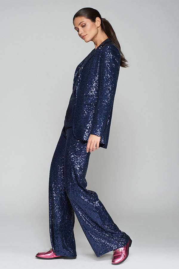 VENUS NAVY SEQUIN TROUSERS