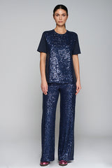 VENUS NAVY SEQUIN TROUSERS