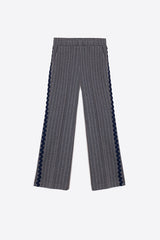 CAROLE GREY PINSTRIPE KNIT TROUSERS