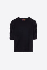 BLACK PUFFED SLEEVE SWEATER