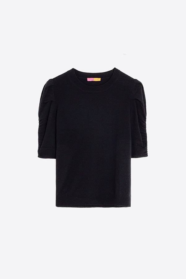 BLACK PUFFED SLEEVE SWEATER