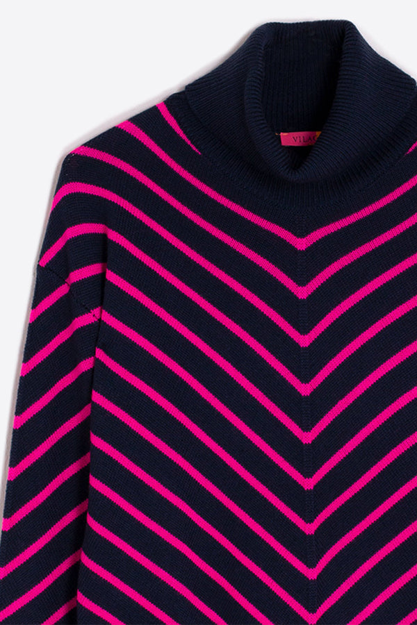 NAVY V STRIPES PULLOVER