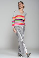 VERONICA METALLIC SILVER TROUSERS