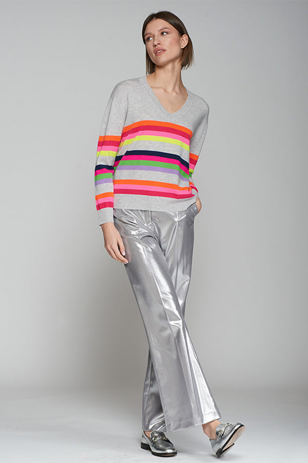 VERONICA METALLIC SILVER TROUSERS