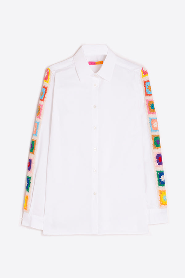 IRINA WHITE EMBROIDERED SLEEVES BLOUSE