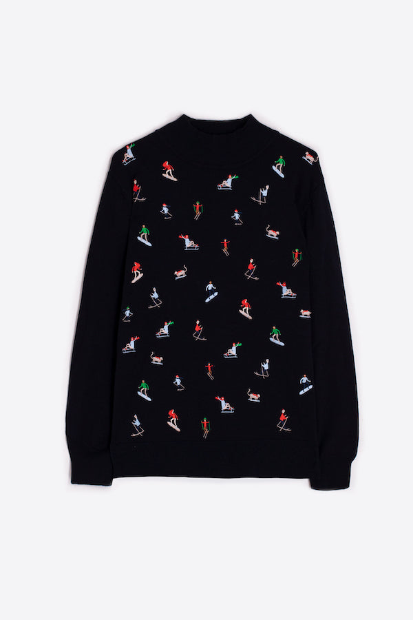 SKIER EMBROIDERY PULLOVER