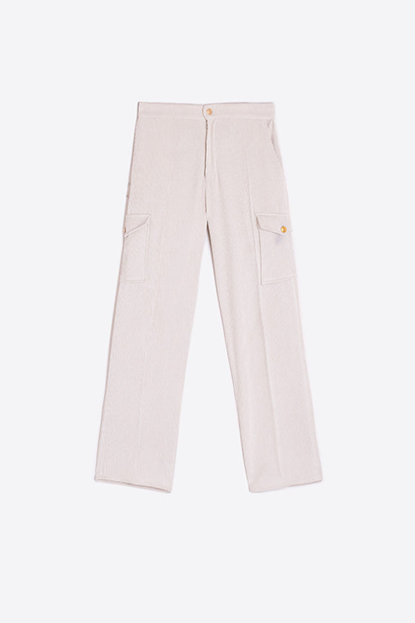 FLAVIA OFF-WHITE CORDUROY TROUSERS