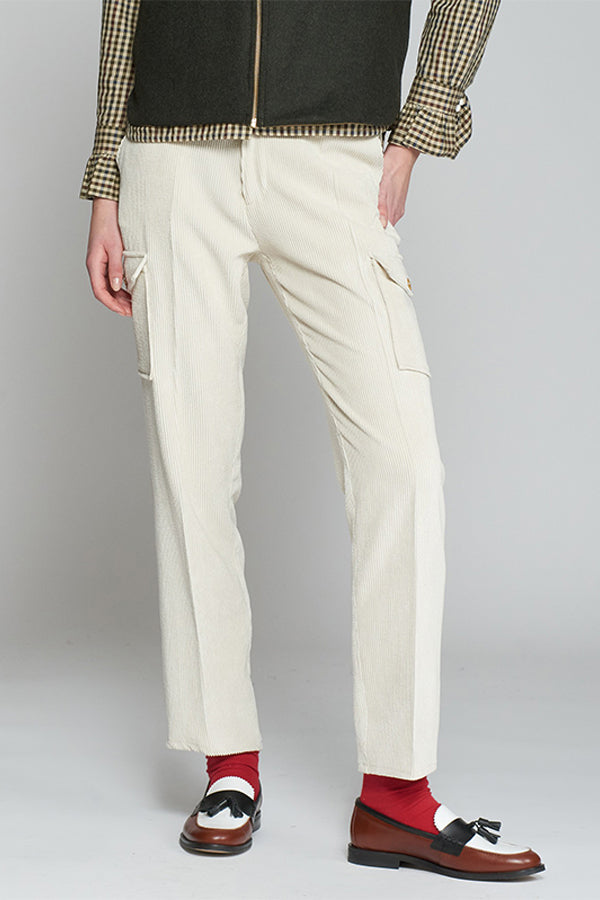 FLAVIA OFF-WHITE CORDUROY TROUSERS