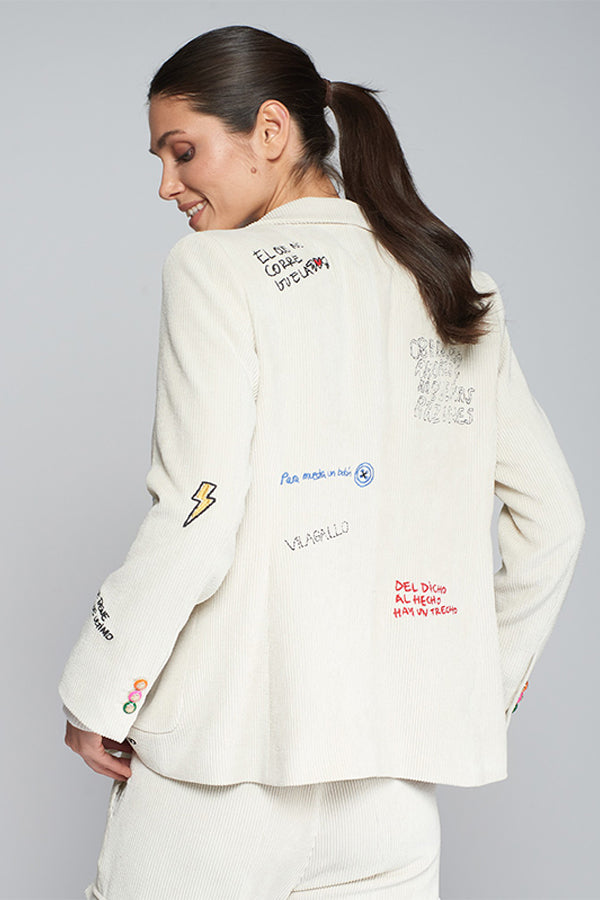 HILLARY EMBROIDERY CORDUROY BLAZER