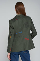 HILLARY EMBROIDERED GREEN BLAZER