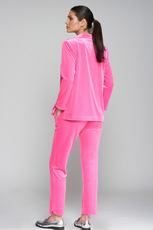 ORNELLA PINK VELOUR TROUSERS