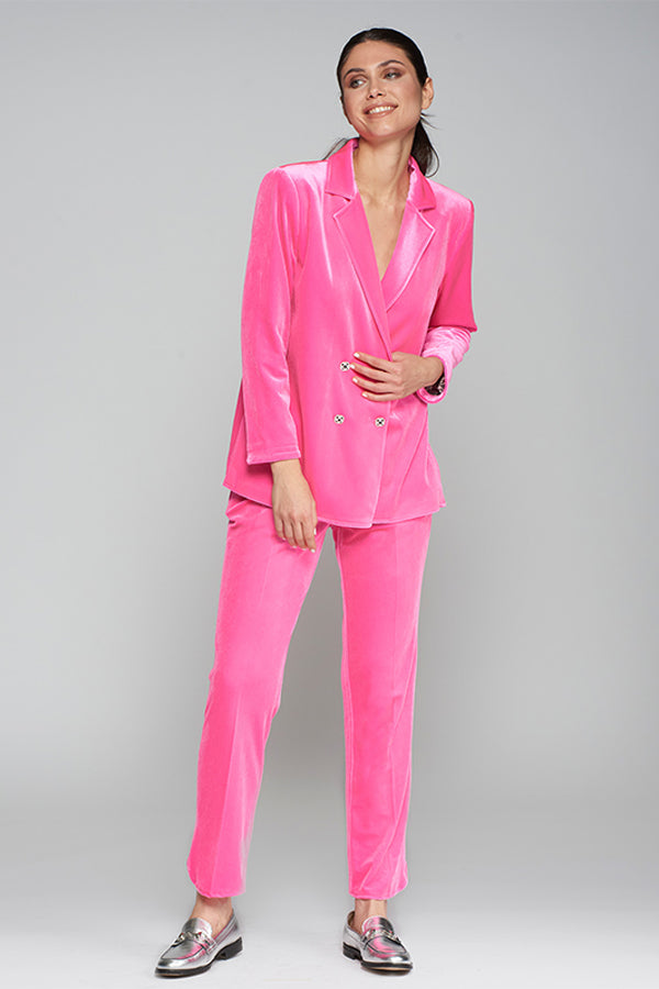 ORNELLA PINK VELOUR TROUSERS