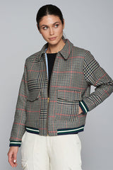 DOUBLE-SIDED HOUNDSTOOTH BOMBER JACKET