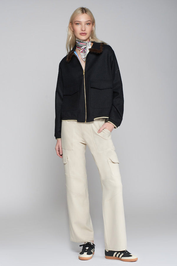 CASSIA OFF-WHITE ELASTIC TROUSERS