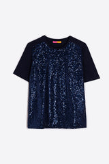 AMALIA BLUE SEQUIN T-SHIRT