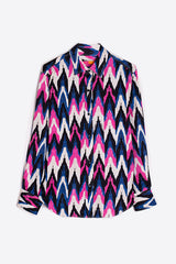 DONIA HERRINGBONE IKAT PRINT SHIRT