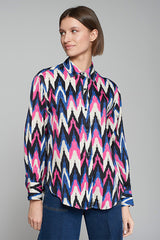 DONIA HERRINGBONE IKAT PRINT SHIRT