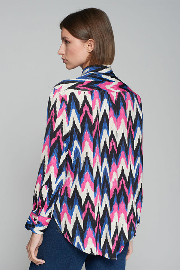 DONIA HERRINGBONE IKAT PRINT SHIRT