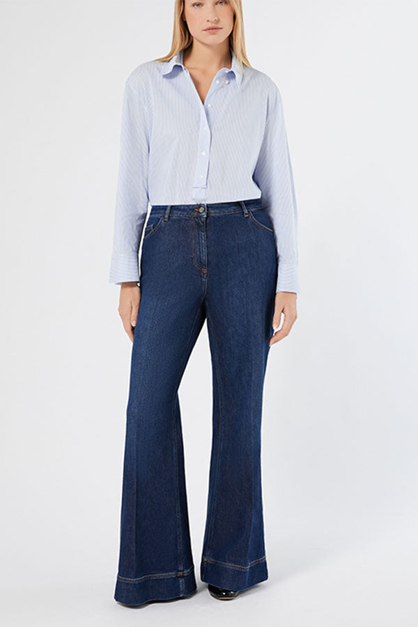 SIMPATIA MIDNIGHTBLUE FLARED COTTON DENIM JEANS