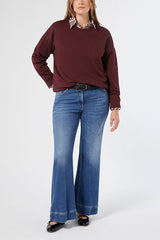 SIMPATIA NAVY FLARED COTTON DENIM JEANS