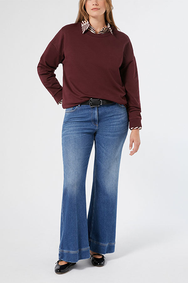 SIMPATIA NAVY FLARED COTTON DENIM JEANS