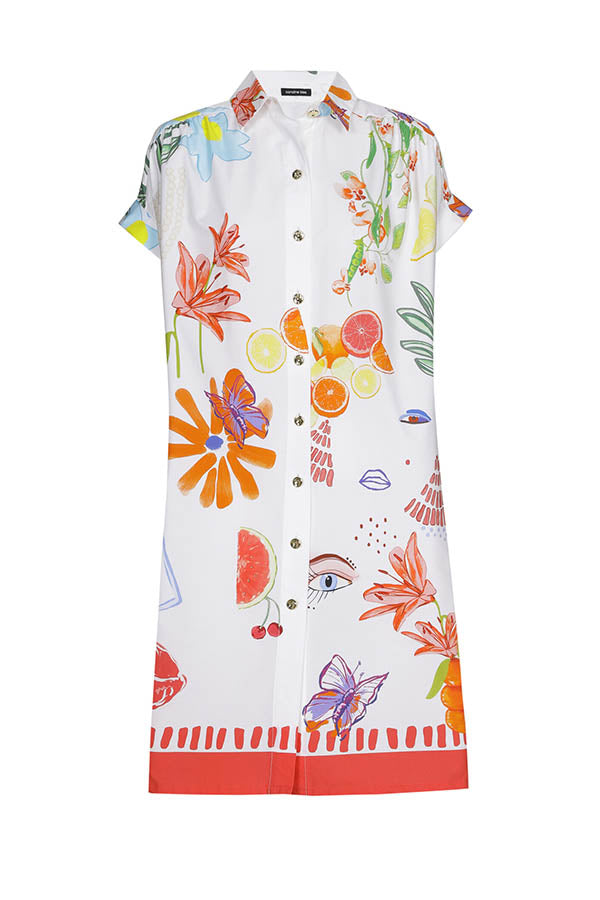 PRINTED POPLIN SHORT DRESS
