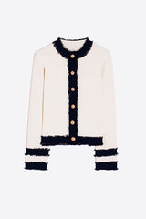 WHITE BICOLOR CARDIGAN